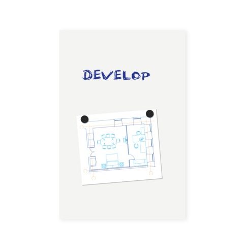 BOARD-UP! keret nélküli fehértábla 75x50 cm