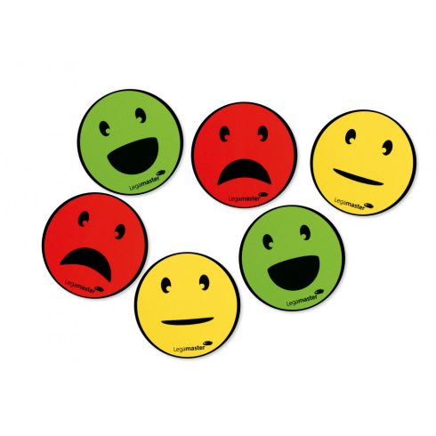 Mágneses emotikonok (smiley), válogatás, 50 mm, 6 db