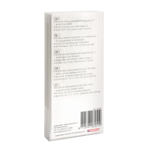 Extra erős mágnes üvegtáblákhoz, 6 db/csomag, ezüst